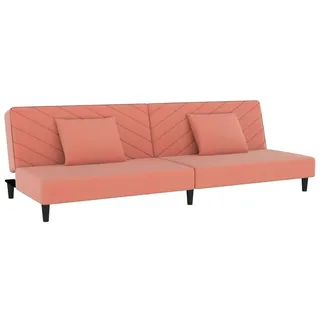 Schlafsofa 2-Sitzer mit 2 Kissen Rosa Samt - Rosa