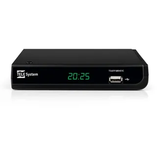 TELE System TS6819 T2HEVC HD Digitaler terrestrischer Decoder, DVB-T2 HEVC 10 Bit, HDR HLG, AUTOSCAN, LCN, Media Player, EPG TV Guide, Fernbedienung inklusive, Digitaler terrestrischer TV-Empfänger