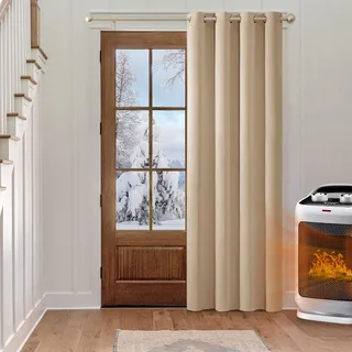 MIULEE Verdunklungsvorhang Beige Blickdichte Vorhänge mit Ösen Thermovorhang Hitzeschutz Türvorhang 1 Stück H 245 x B 140 cm Tür Gardinen Abdunkelnde Wohnzimmer Schlafzimmer Blackout Curtain