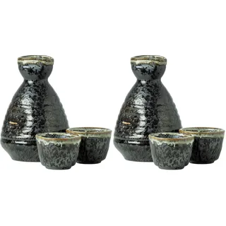 JADE TEMPLE Sake Set Keramik, 1 Karaffe und 2 Becher - 1 Set (Packung mit 2)