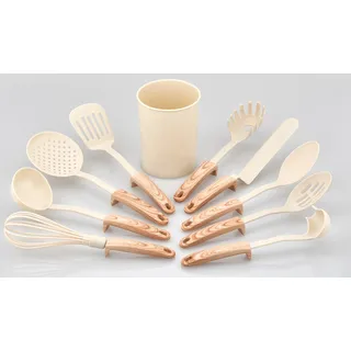 Küchenorganizer-Set MY HOME "IVO", beige, braun, Kunststoff, Nylon, Küchenhelfer-Sets, Küchenorganizer-Set, im modernen Design mit praktischem Standfuß