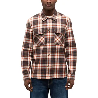 Langarmhemd MUSTANG "Style Dayton", Herren, Gr. XL, N-Gr, orange (middle check orange), Web, Obermaterial: 100% Baumwolle, kariert, regular fit, Hemden Langarmhemd, kariert
