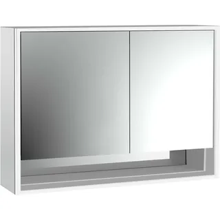 emco loft Lichtspiegelschrank mit Unterfach, 1000mm, 2 Türen, Aufputzmodell, aluminium/weiß, 979806216, Ausführung: breite Tür links