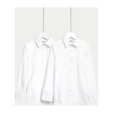 M&S Collection Lot de 2chemises garçons extensibles coupe ajustée, idéales pour l'école (du 2 au 16ans) - White, White - 4-5 Y