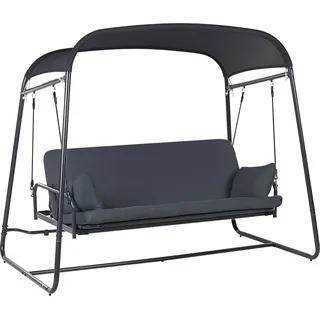 BELIANI Gartenschaukel Dunkelgrau Mesh Stahl mit Liegefunktion Verstellbar 3-Sitzer Modernes Design Hollywoodschaukel Outdoor Garten Terrasse - Grau