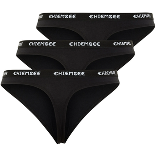 Tanga CHIEMSEE, Damen, Gr. M (38/40), schwarz (schwarz, schwarz), 95% Baumwolle, 5% Elasthan, unifarben, eng, Unterhosen Tanga, - in vorteilhaftem 3er Pack