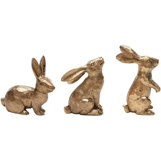 DN DECONATION Osterhasen Figuren Set Goldene Harz 3-teilig