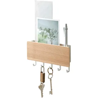 Yamazaki 2730 RIN Magnetisches Schlüsselbrett, weiß, Holz/Stahl, Minimalistisches Design, 18 x 3 x 9,5 cm (LxBxH)