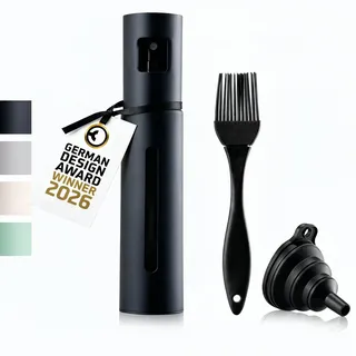 SCHMIDT & KRAMER Ölsprüher I hochwertige Öl-Sprühflasche aus Edelstahl & Glas, für gesundes Kochen I praktischer Sprüher für präzise Dosierung I für alle Speiseöl & Essig Sorten geeignet (Mitternacht)