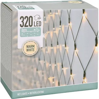 Deko Lichternetz mit 320 LED - warm weiß - Garten Lichtervorhang 300 x 150 cm für Außen mit Kabel und Netzstecker - Grün