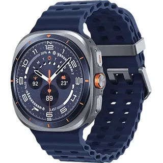 Samsung Galaxy Watch Ultra 4G 47 mm Titaniumgehäuse Silber Gummiarmband Blau One Size