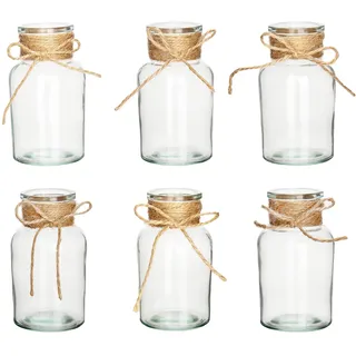Kleine Vasen für Tischdeko, 6 Stück Mini Glasvasen, Vintage Vasen Set, ischvase Blumenväschen, Glasflaschen, Mini Dekoflaschen, Kleine Blumenvase für Hochzeit Tischdeko (Rund-A)