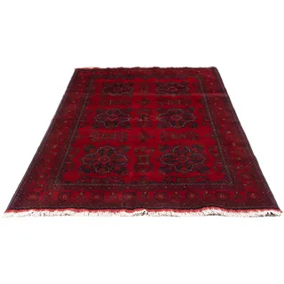 morgenland Orientteppich »Afghan - Kunduz - 219 x 126 cm - dunkelrot«, rechteckig, 7 mm Höhe, Wohnzimmer, Handgeknüpft, Einzelstück mit Zertifikat, rot