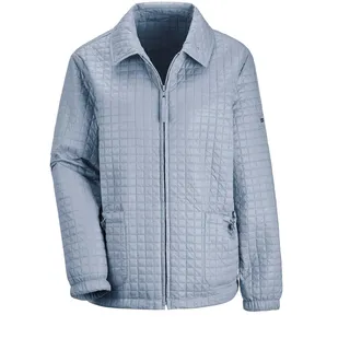 Kurzjacke GOLDNER "Kurzgröße Leicht wattierte Outdoorjacke mit Hemdkragen", Damen, Gr. 22, blau (hellblau), Obermaterial: 100% Polyamid PA., normal, Gummibund, Jacken Kurzjacke, Mit Gummizug im Saum
