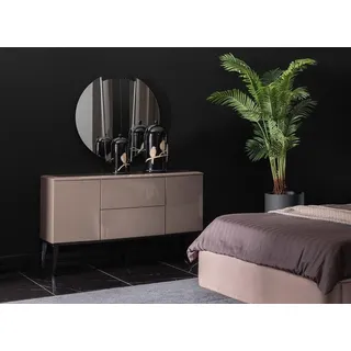 Schminktisch mit Spiegel Schminkkonsole Frisiertisch Holz Beige Konsol - Beige