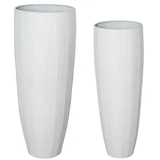 Set mit 2 hohen Bodenvase aus Metall, Weiß, 100 x 40,5 x 40,5 cm