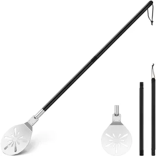 Herogo Pizzaschaufel, 8 Zoll Edelstahl perforiert Pizzaschieber, Metallzubehör Werkzeug mit abnehmbarem Griff, glatte Oberfläche & Backofen sicher, 8 inch