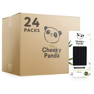 The Cheeky Panda - Bambus Strohhalme - 24x 250 Stück - Farbe: Schwarz - Umweltfreundliche & biologisch abbaubare Trinkhalme - Ideal für Drinks, Cocktails & Smoothies
