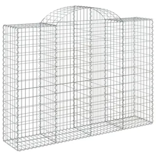 vidaXL Gabione mit Hochbogen 200x50x140/160 cm Verzinktes Eisen - Silber