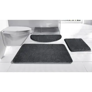 my home Badematte »Inga, Badezimmer Teppich, Badvorleger« Höhe 20 mm rutschhemmend beschichtet fußbodenheizungsgeeignet   schnell trocknend   strapazierfähig Badteppich, unifarben, weich, als halbrund und rechteckig erhältlich, grau