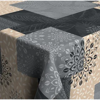 Venilia Tischdecke mit Aufdruck Taenga, Tischtuch, Tischwäsche, Tischdeko, bügelfrei, aus Polyester, rund, 1,8m x 1,8m, 59515