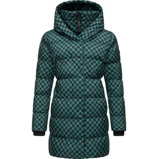 Ragwear Steppmantel Niara Print«, Damen, Wintermantel mit angesagtem Hahnentritt Muster grün