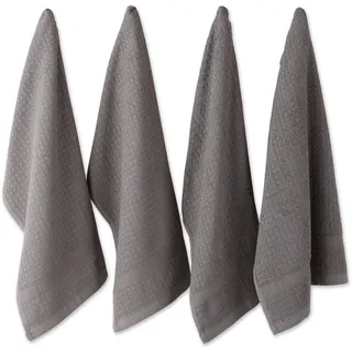 DII Basic Terry Collection Geschirrtuch-Set, aus Frotteestoff mit Waffelmuster, 38,1 x 66 cm, einfarbig, Grau (Solid Gray), 4-teilig