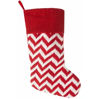 Weihnachtsstrumpf 50 cm rot mit Zickzack weiß Nikolausstrumpf Weihnachtssocke