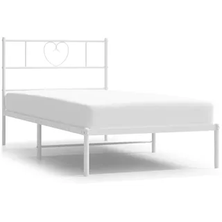 vidaXL Bettgestell mit Kopfteil Metall Weiß 90x200 cm - Weiß