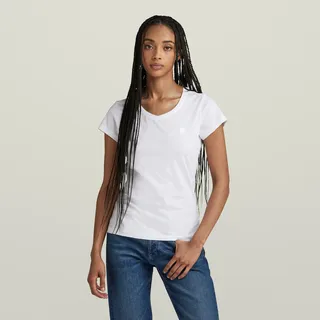 G-Star RAW Damen, Eyben slim V-Neck Top 2.0, weiß, (White D24533-4107-110), L,