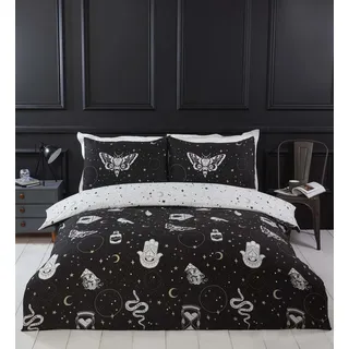 Rapport Home Gothic Magic Mikrofaser Schwarz 135 x 200 cm + 80 x 80 cm
