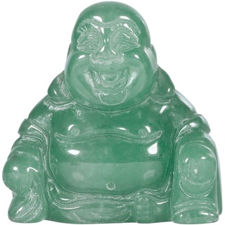 KYEYGWO Grüner Aventurin Geschnitzte Edelstein Lachender Buddha Figur, Heilung Kristall Glücksbuddha Stein Talisman Maitreyabuddha Statuen Fengshui Skulptur Ornament für Dekoration Glücksbringer