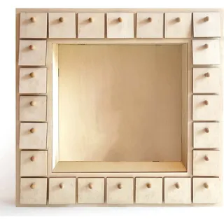 Quadratischer Adventskalender aus Holz 32 x 32 cm - Beige