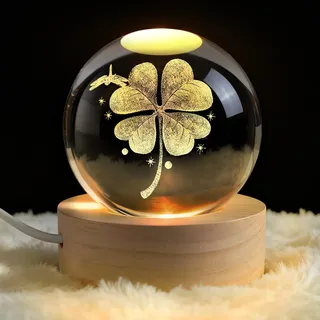 Glücksbringer,60mm Aufladbar Kristallkugel LED Glaskugel Deko Lampe