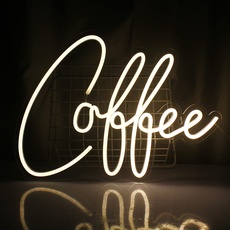 Wanxing Coffee Neon Sign - Kaffee Leuchtreklame Buchstaben Led Neon Schild Cafe Neonlicht für Wand Cafe Dekor, Neon Licht für Bar,Cub,Kaffeehaus,Restaurant,Raumdekoration (Warmweiß)