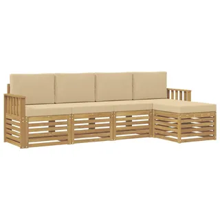 vidaXL Outdoor-Sofagarnitur 5 pcs Weiß und Beige 249 x 122,5 x 73 cm - Weiß