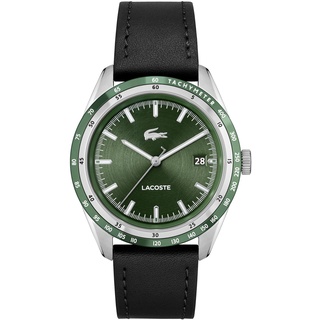 Lacoste Analog Quarzuhr für Herren Kollektion Everett mit Schwarzes Lederarmband - 2011292