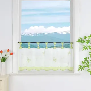 Delien Scheibengardinen Küche »Schmetterling« B120 x H45 cm, Grün