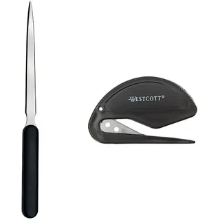 Westcott E-29692 00 Brieföffner Kunststoffgriff, 19 cm, schwarz & E-29699 00 Brieföffner mit Metallklinge