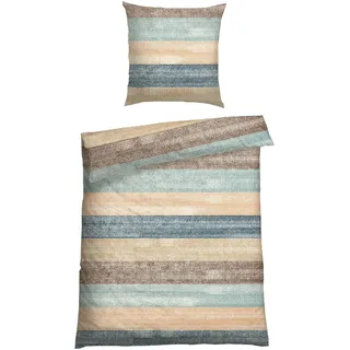 SCHIESSER Emilia Gestreift Petrol 155 x 220 cm + 80 x 80 cm