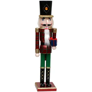 Dekohelden24 ***Holz Nussknacker XL mit goldenem Glitter, L/B/H: 12,5 x 11 x 50 cm.