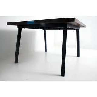 Couchtisch River Table Echtes Holz Flusstisch Massiv Epoxidharz Tische 90x90 - Braun