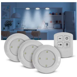 EAXUS Eaxus® 3er Set LED Lampe Batteriebetrieben - LED Unterbauleuchte mit Fernbedienung und Timer