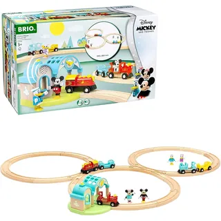 BRIO World 32292 Micky Maus Deluxe Set - Umfangreiches Set Holzeisenbahn inklusive Bahnhof mit Aufnahmefunktion - Empfohlen ab 3 Jahren
