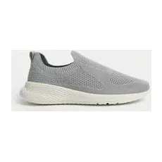 Womens M&S Collection Knitted Slip On Trainers - Grey, Grey - 3