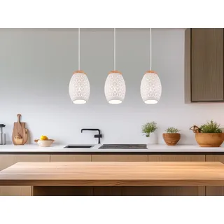 Trio Bidar 1-flg. 60 cm Holz naturbelassen, Metall Weiß matt