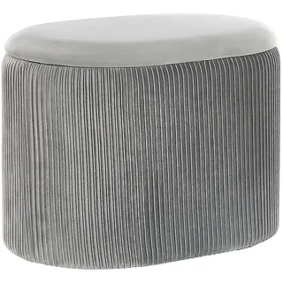 Beliani Pouf Richland 35/55/41 cm , Grau , Textil , Oval , 55x41x35 cm , Wohnzimmer, Sessel, Hocker & Hockerbänke, Poufs