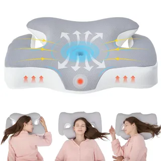 Nackenkissen Kopfkissen Memory Foam Kissen: 60 x 40cm Orthopädisches Kopfkissen mit abnehmbarem Bezug - Nackenstützkissen für Schlafkomfort - Ergonomisches Kissen für Rücken Seiten und Bauchschläfer