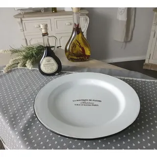 Ambiente Haus Teller aus Emaille Antikweiß 25 cm