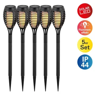 NÄVE Solarleuchte Kunststoff H:45,0cm 5er Set Fackeln schwarz